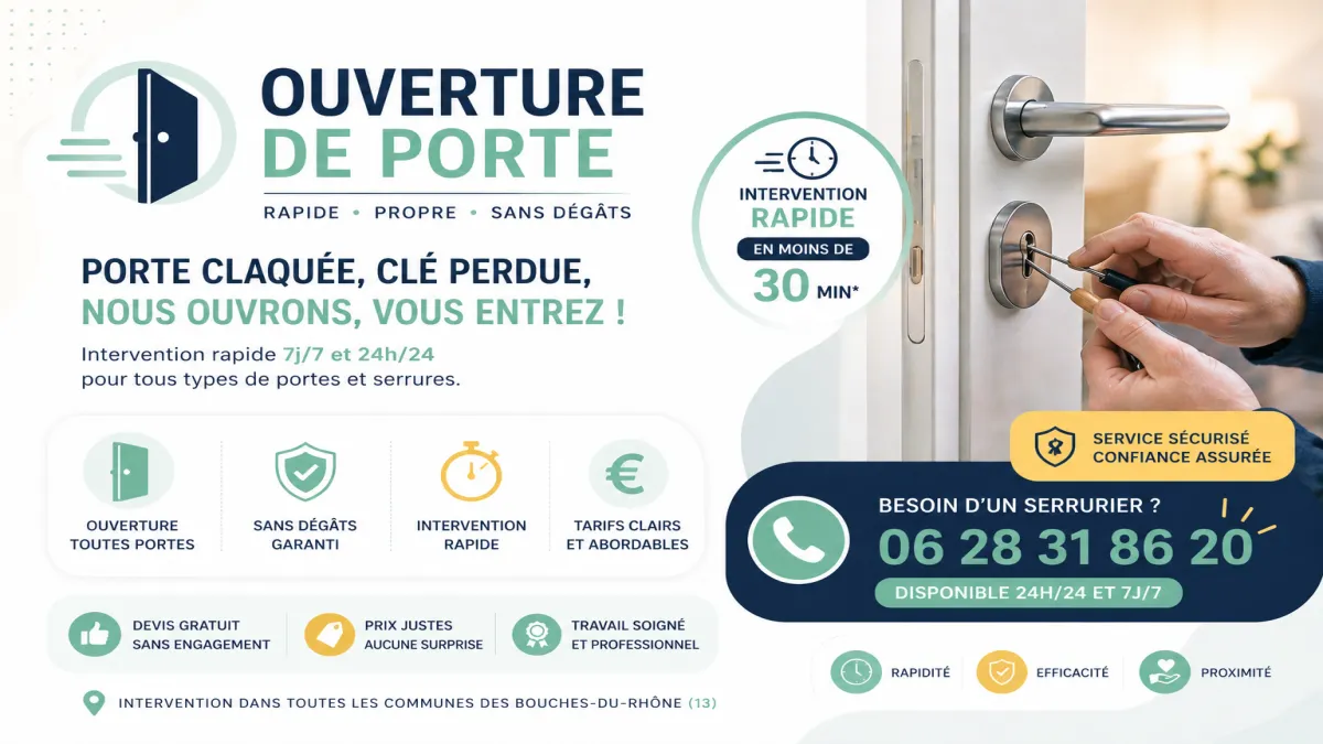ouverture de porte à Marseille 13006 serrurier intervention rapide 24h