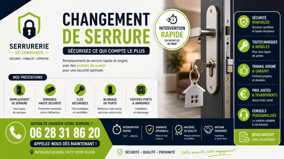 Changement de serrure à Trets rapide 24h